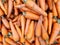 Carrots. Close-up. Food. Vegetables. A textured background of fresh large orange carrots. Background. Carrots peeled, clean. Takes