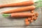 Carrots closeup on chopping board