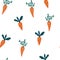 Carrots seamless pattern. Cute hand drawn beautiful background, great for easter wrapping paper, banner, textile, wallpaper.