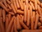 Carrots vegetable orange color are stacked on the basket for sale in the market