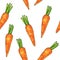 Carrots on a white background. Color drawing markers. Agricultural vegetable. Seamless pattern