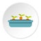 Carrots in a wooden pot icon circle