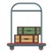 Carry luggage trolley icon cartoon vector. Travel airport