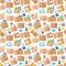 Carrying boxes seamless pattern warehouse shipping container.