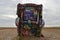 Cars buried at Cadillac ranch, Amarillo, Texas