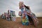 Cars buried at Cadillac ranch, Amarillo, Texas