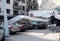 Cars buried under rubble after an explosion