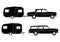 Cars and caravan silhouettes.