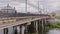 cars and citizens passing over an old bridge over Upa river in Tula, Russia - September 23, 2021