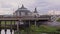 cars and citizens passing over an old bridge over Upa river in Tula, Russia - September 23, 2021