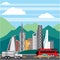 Cars city landscape vector