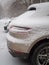 Cars covered in snow during winter storm