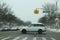 Cars crossing Ocean Parkway in Brooklyn, NY after massive Winter Storm Niko strikes Northeast