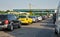 Cars at customs chekpoint crossing Romania - Bulgaria state border