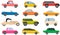 Cars of different types without drivers. Set of modes of transport and shapes vector illustration