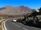 Cars driving in Teide National Park in Tenerife, Spain