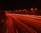 Cars entering motorway at night