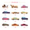 Cars evolution retro vehicles and modern transport isolated models