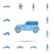 cars of the forties color outline icon. One of the collection icons for websites, web design