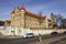 Cars in front of cloister for sale and the Annunciation Church of Saint Gabriel on March 3, 2017 in Prague, Czech republic.