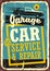 Cars and garage retro sign template