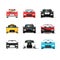 Cars icons set vector, auto collection front view, flat style