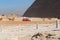 Cars infront of pyramide in Egypte