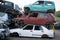 Cars in junkyard,  pile for