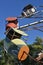 Cars on an old carnival ride using centrifugal force for thrills