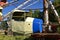 Cars on an old carnival ride using centrifugal force for thrills