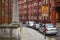 Cars parked in front of the school, city of London England