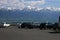 Cars parked by the Kaikoura bay, South Island, NewZealand