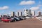 Cars parked in the street in Brasilia