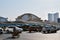 Cars passing around the Phnom Penh Central Market in Cambodia