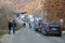 Cars queuing for a border crossing Serbia Kosovo