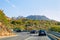 Cars and road in Costa Smeralda in Sardinia Island