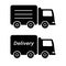 Cars set icons. Truck delivery silhouette black icons. Vector flat illustration.