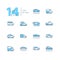 Cars - set of line design style blue icons