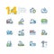 Cars - set of line design style colorful icons