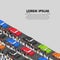 Cars standing in a traffic jam. Vector