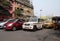 Cars stopped at a pedestrian crossing in Kolkata