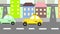 Cars taxi rides rides around town, animation,