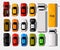 Cars top view. City vehicle transport icons set. Automobile car for transportation.