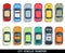 Cars top view vector flat city vehicle transport icons set