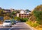 Cars in traffic jam in road in Costa Smeralda