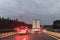 Cars and Truck at autobahn with road works, Germany