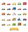 Cars and Trucks Filled Line Icons Collection