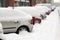 Cars under snow in Zagreb