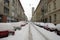 Cars under snow in Zagreb