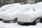 Cars under uncleaned snow during heavy snowfall in the city of Sofia, Bulgaria â€“ feb 26,2018.